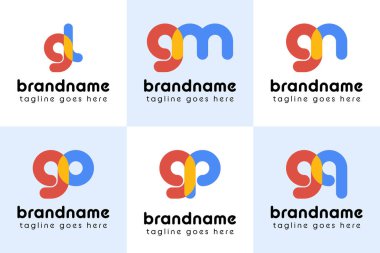Harfler gl gm gn git gp gq Playful Logo, eğlenceli, enerjik ve neşe temsil eder