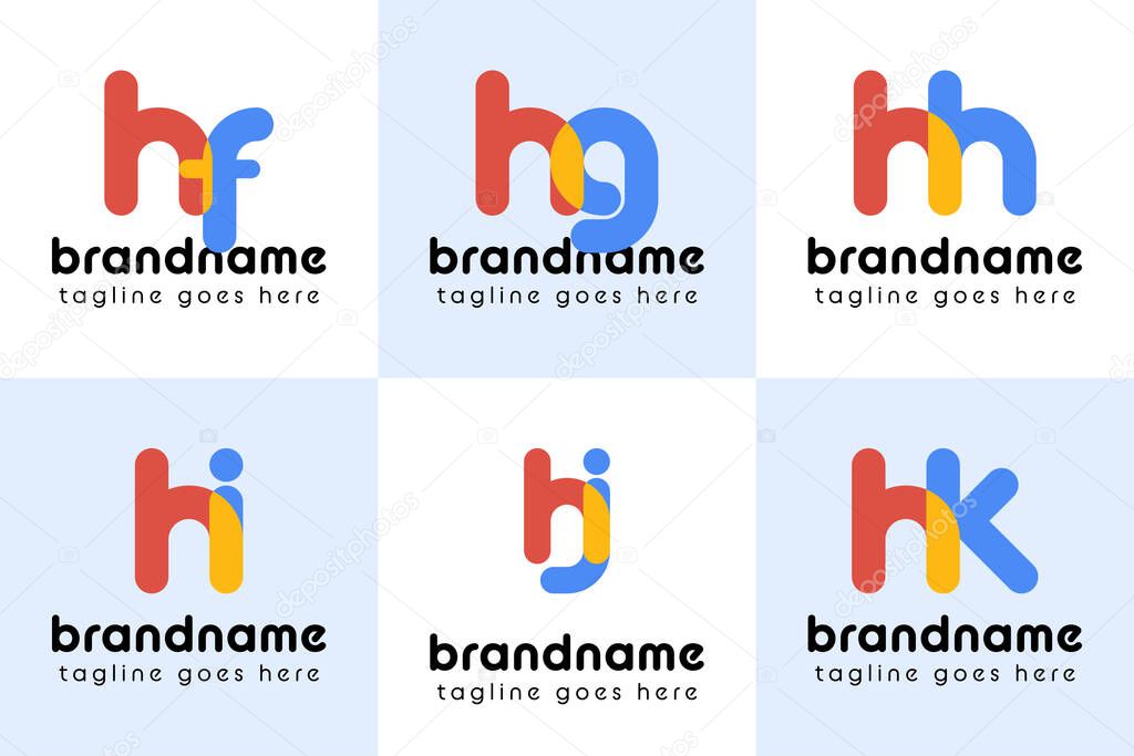 Letters hf hg hh hi hj hk Playful Logo, represent a fun, energetic, and joy