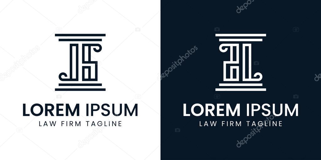 Letters LS JS LZ Pillar Logo, for business related to lawyer with LS SL JS SJ LZ ZL initials