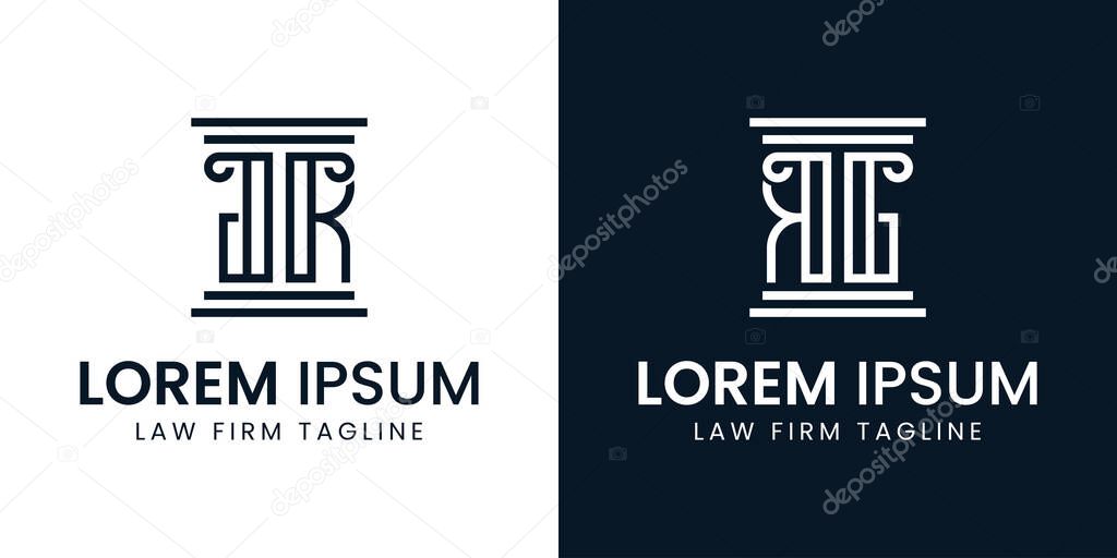 Letters GR or RG Pillar Logo, for business related to lawyer with RG or GR initials