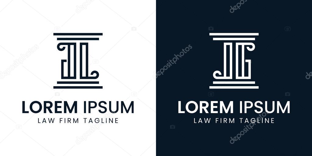 Letters GL or GJ Pillar Logo, for business related to lawyer with LG or JG initials