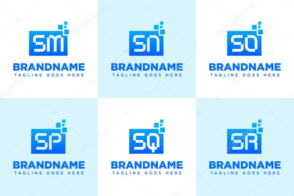 Letters SM SN SO SP SQ SR Data Tech Logo, symbolizing data, innovation, and digital solutions