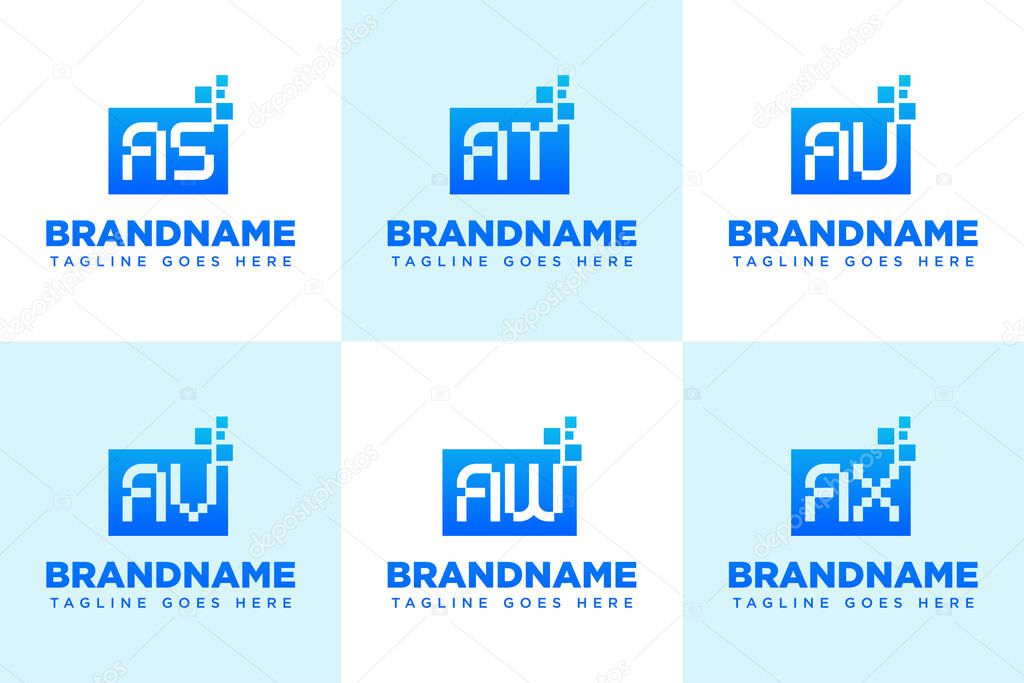 Letters AS AT AU AV AW AX Data Tech Logo, symbolizing data, innovation, and digital solutions