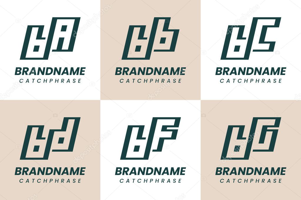 Letters BA BB BC BD BF BG Monogram Logo Set, for AB BB CB DB FB GB Initials