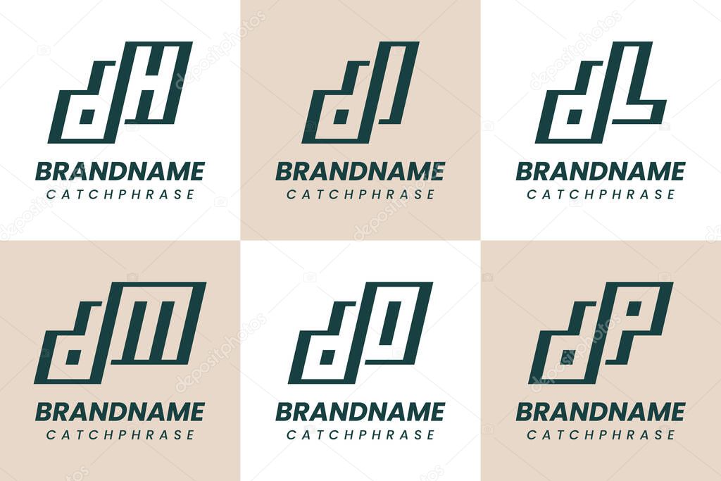 Letters DH DI DL DM DO DP Monogram Logo Set, for HD ID LD MD OD PD Initials