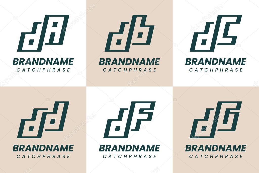 Letters DA DB DC DD DF DG Monogram Logo Set, for AD BD CD DD FD GD Initials
