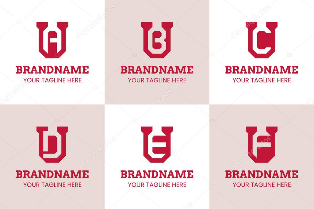 Letters UA UB UC UD UE UF Monogram Logo, for AU BU CU DU EU FU initials