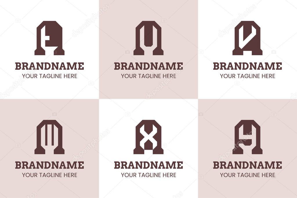 Letters AT AU AV AW AX AY Monogram Logo, for TA UA VA WA XA YA initials