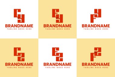 Harfler CY CZ EY EZ FY FZ Logo Monogram Set, YC ZE ZE YF baş harfleri