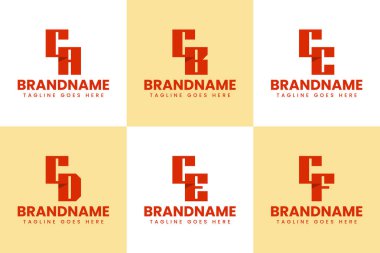 CA CB CC CD CF Logo Monogram Set, AC BC CC DC EC baş harfleri için
