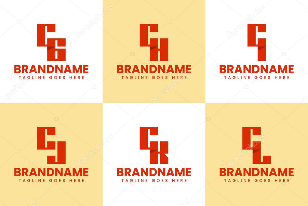 Letters CG CH CI CJ CK CL Logo Monogram Set, for GC HC IC JC KC LC initials