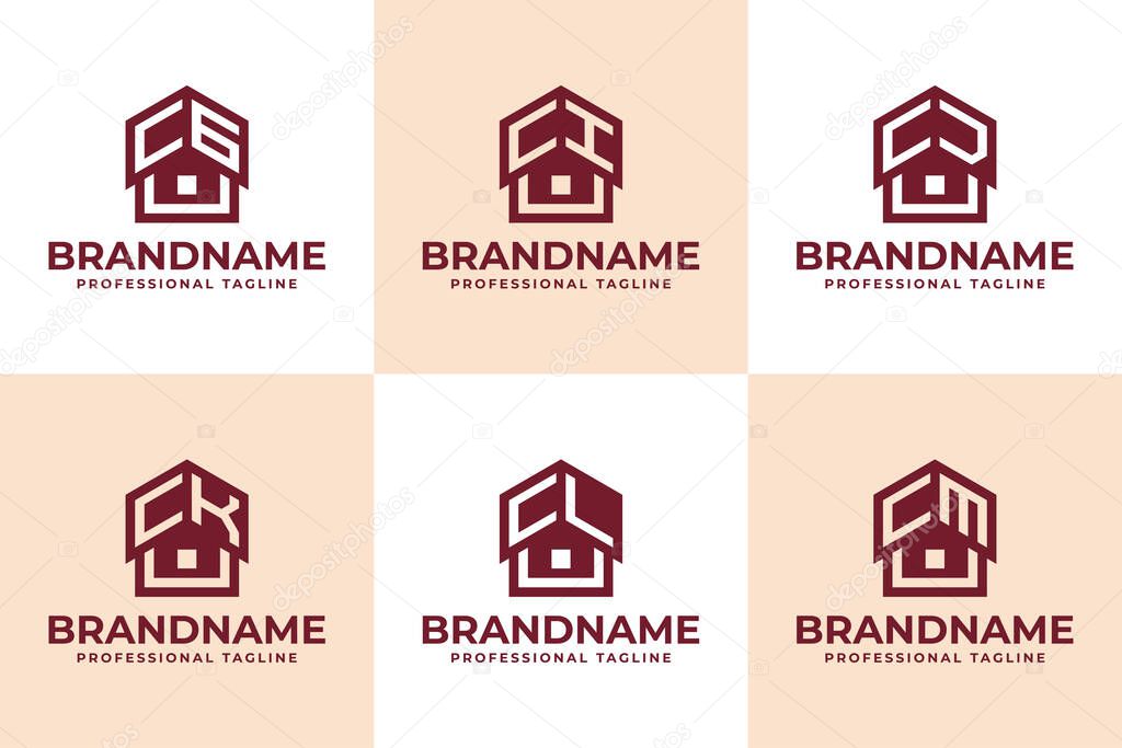 Letters CG CI CJ CK CL CM Home Roof Logo, for GC IC JC KC LC MC initials related to house