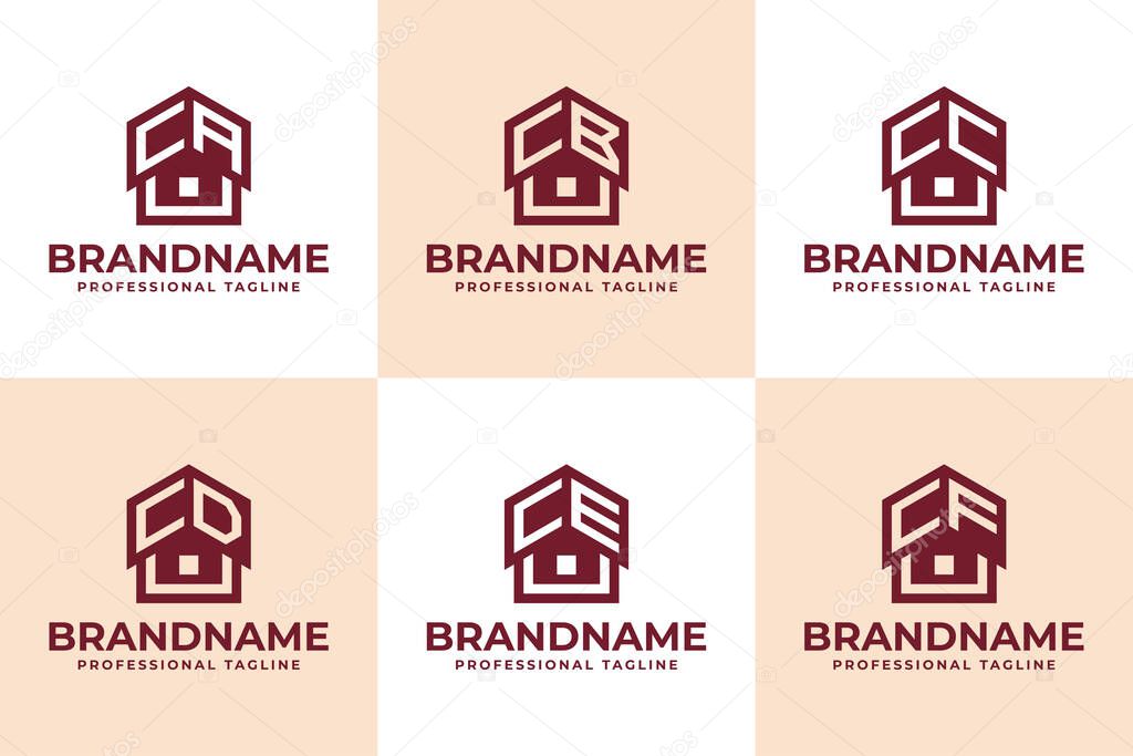 Letters CA CB CC CD CE CF Home Roof Logo, for AC BC CC DC EC FC initials related to house