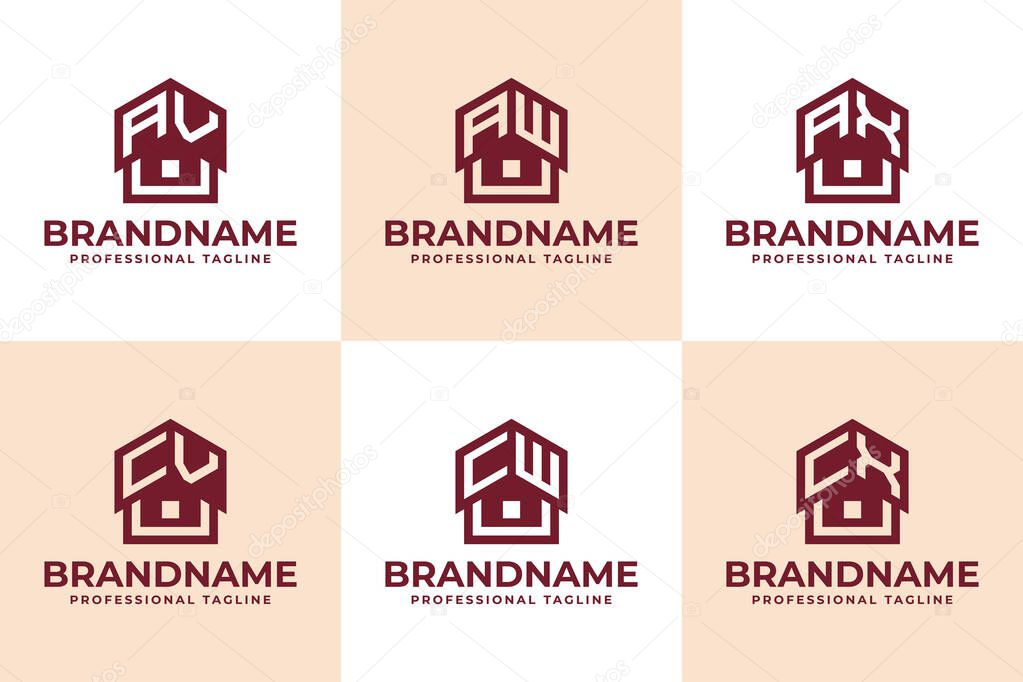 Letters AV AW AX CV CW CX Home Roof Logo, for VA WA XA VC WC XC initials related to house