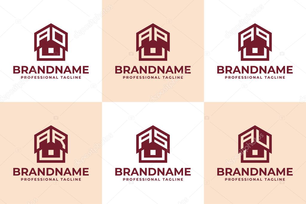 Letters AO AP AQ AR AS AU Home Roof Logo, for OA PA QA RA SA UA initials related to house