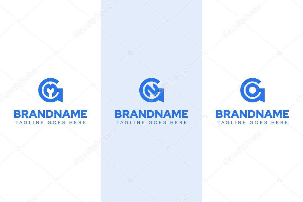 Letters GM GN GO Monogram Logo Set, for brand with MG NG OG initials