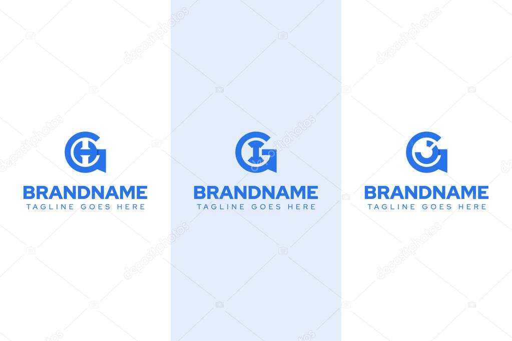 Letters GH GI GJ Monogram Logo Set, for brand with HG IG JG initials