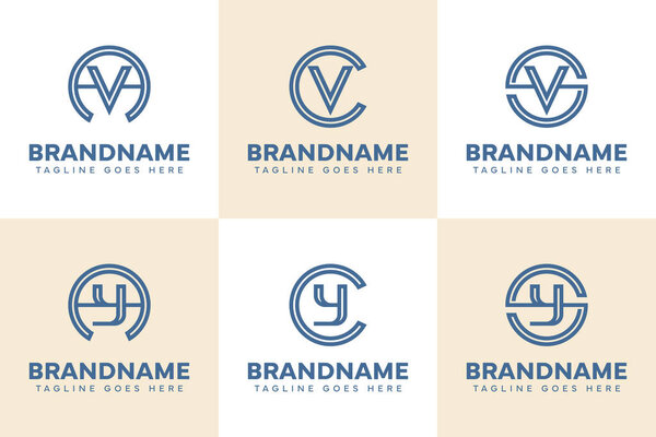 Letters AV AY CV CY SV SY Logo Monogram Set, for VA YA VC YC VS YS initials