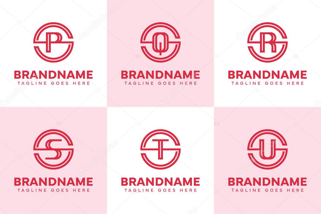 Letters SP SQ SR SS ST SU Logo Monogram Set, for PS QS RS SS TS US initials