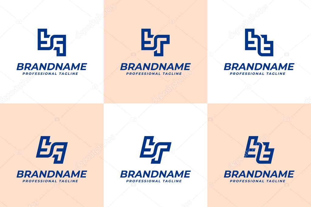Letters BQ BR BT Logo Monogram Set, for QB RB TB initials brand