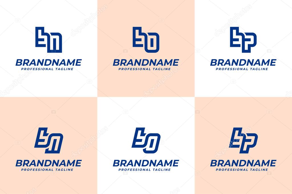 Letters BN BO BP Logo Monogram Set, for NB OB PB initials brand