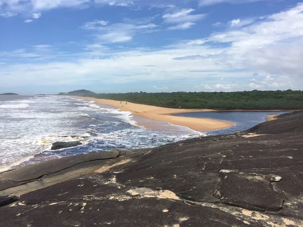 Incontro Tra Mare Laguna Forma Questo Scenario Paradisiaco — Foto Stock