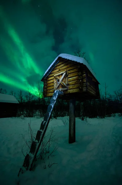 Aurora Borealis Northern Lights Perto Abisko Lake Tornetrask Ártico Suécia — Fotografia de Stock