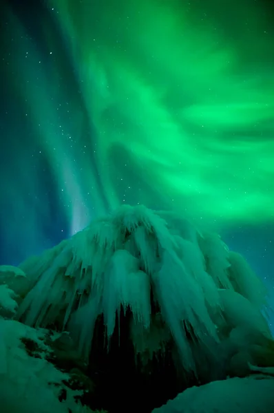 Aurora Borealis Northern Lights Abisko Lake Tornetrask Arctic Sweden High — Stock Photo, Image