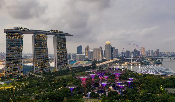 Drohnenpanorama Der Skyline Von Singapur Aus Der Luft Hochwertiges Foto — Stockfoto