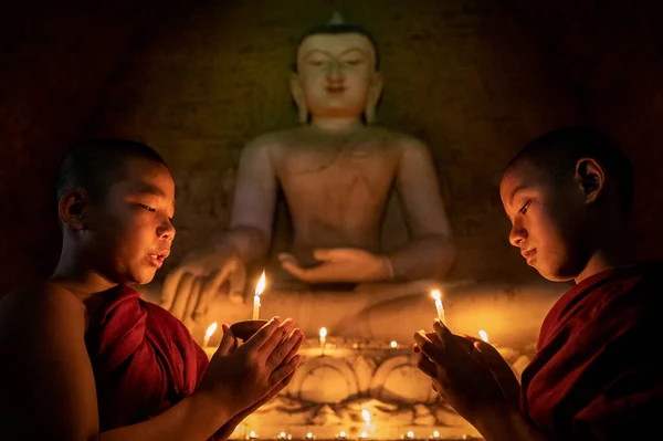 Monges Estudantes Bagan Myanmar Foto Alta Qualidade — Fotografia de Stock