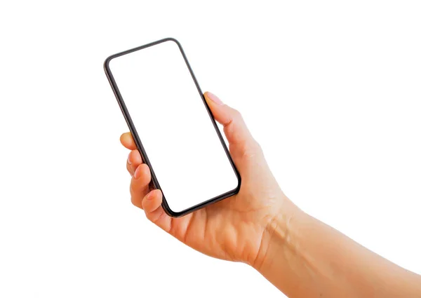 Telefono Con Schermo Bianco Vuoto Mockup App Mobile — Foto Stock