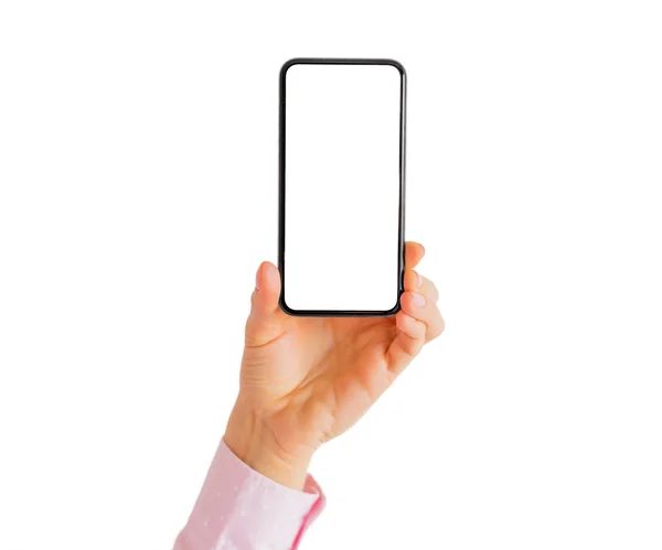 Boş Beyaz Ekran Ile Telefon Mobil App Mockup — Stok fotoğraf