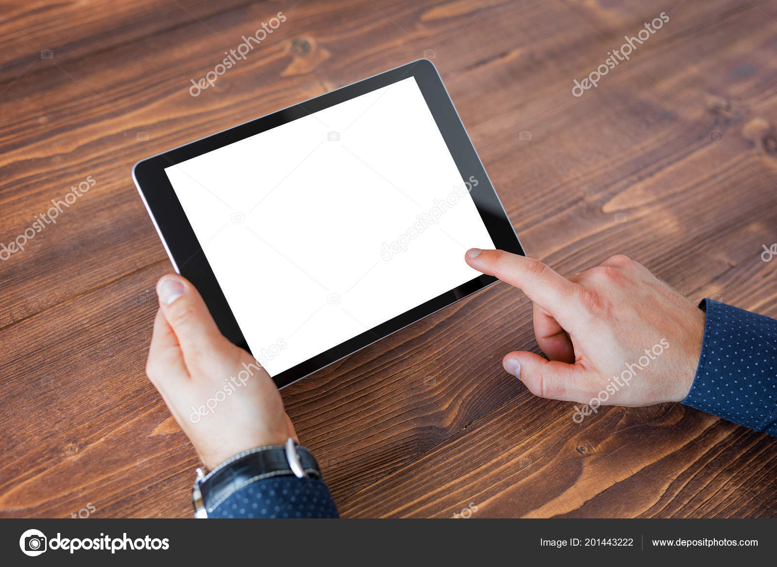 Download Business Man Working Tablet Computer Tablet Vertical Screen Mockup Stock Photo Image By C Grinvalds 201443222