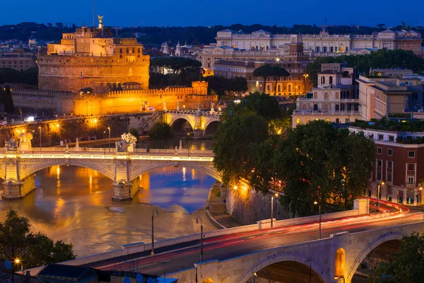 Кастель Сантанджело Римі Італія Вночі — стокове фото