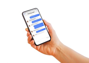 Örnek ileti app üstünde hareket eden telefon