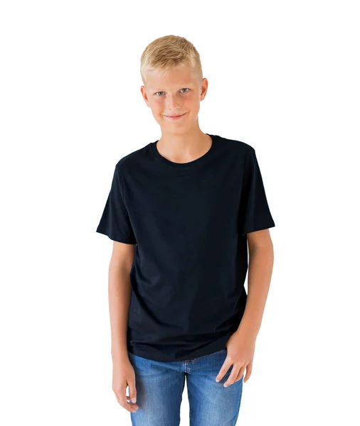 Vorlage Für Das Schwarze Shirt Eines Jungen — Stockfoto