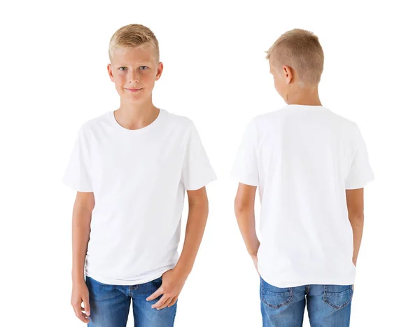 Boy Witte Shirt Mockup Sjabloon — Stockfoto