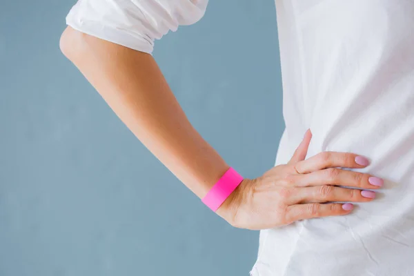 Mockup Template Pink Arm Bracelet Wristband — Stock Photo, Image