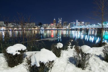 Portland Oregon ABD karlı manzara