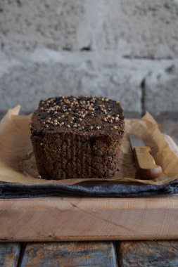 Apple ekmek somun ayçiçeği tohumu, chia ve keten tohumu. Homemade Pişirme. Paleo diyet. Organik sağlıklı vejetaryen yemek. Ücretsiz Gluten. Süt ücretsiz. Tahıl ücretsiz.