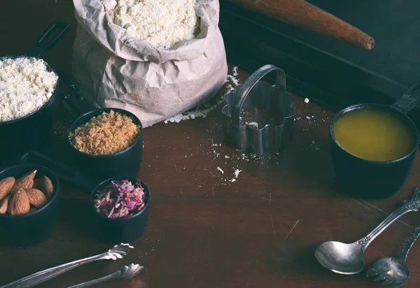 Így Csicseriborsó Cookie Sütemények Mandulával Tea Rózsa Szirmait Hagyományos Keleti — Stock Fotó