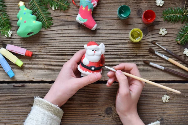 Noel Oyuncaklar Için Önerilerim Porselen Takımlar Boyama Kil Oyuncak Kendi — Stok fotoğraf