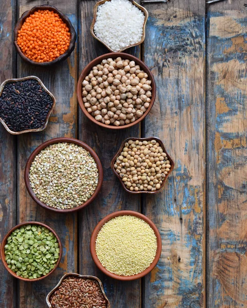 Getreide Bohnen Und Samen Glutenfreies Konzept Gesunde Ernährung Ansicht Von — Stockfoto