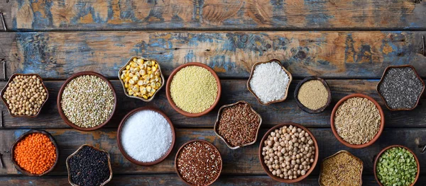 Getreide Bohnen Und Samen Glutenfreies Konzept Gesunde Ernährung Ansicht Von — Stockfoto