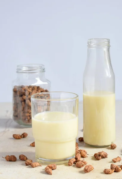 Leche Chufa Botella Con Tigernut Tipo Alternativo Leches Leche Vegana — Foto de Stock