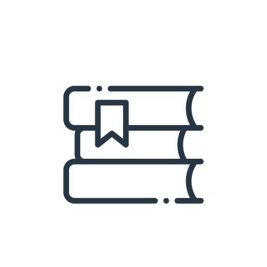 Eğitim konseptindeki kitap ikonu vektörü. Düzenlenebilir kitapların ince çizgisi. Web ve mobil uygulamalarda kullanım için kitapların doğrusal işareti, logo, yazdırma ortamı.