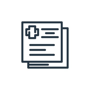 Tıbbi konseptten tıbbi rapor ikonu vektörü. Düzenlenebilir felç raporunun ince çizgisi. Web ve mobil uygulamalar, logo ve yazdırma ortamlarında kullanmak için tıbbi rapor doğrusal işareti.