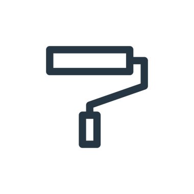 LaBoor ve araç konseptinden boya silindirli ikon vektörü. Boyanın düzenlenebilir darbesinin ince bir çizgisi. Web ve mobil uygulamalar, logo ve yazdırma ortamlarında kullanmak için boya silindirli doğrusal işaret.