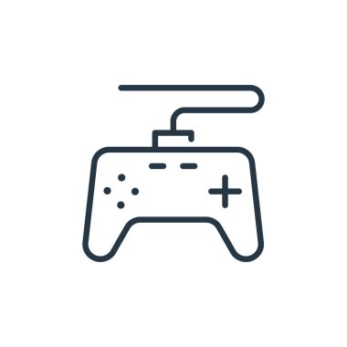 Spor konseptinden joystick ikon vektörü. Düzenlenebilir joystick vuruşunun ince bir çizgisi. Web ve mobil uygulamalarda kullanmak için joystick doğrusal işareti, logo, yazdırma ortamı.