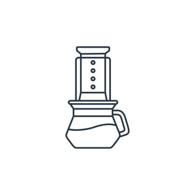 Kafe konseptindeki uçak ikonu vektörü. Düzenlenebilir uçak felcinin ince bir çizgisi. Web ve mobil uygulamalarda kullanmak için uçağın doğrusal işareti, logo, yazdırma ortamı.